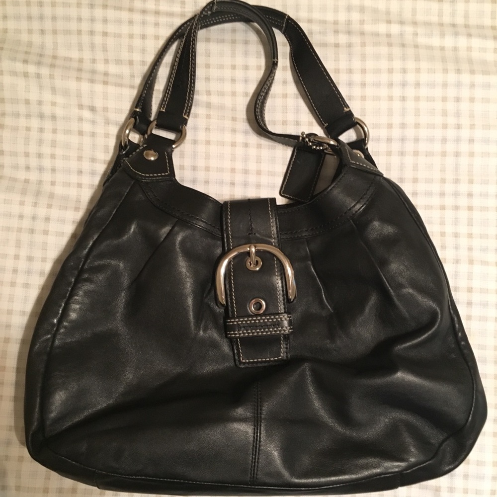 Black Leather Coach Shoulder Bag